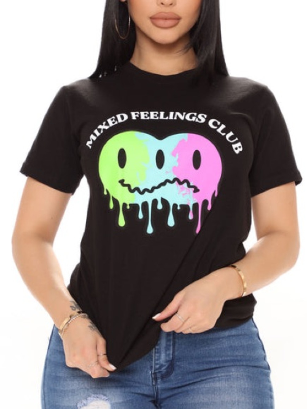 Mixed Feelings Club Short Sleeve Top Sz Large - NWOT